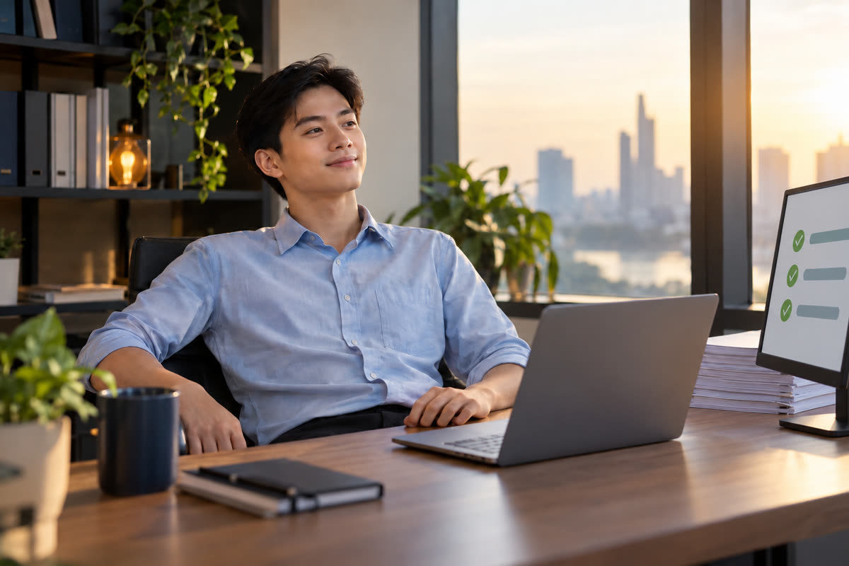 Minh họa AI gánh việc — Bạn rảnh tay